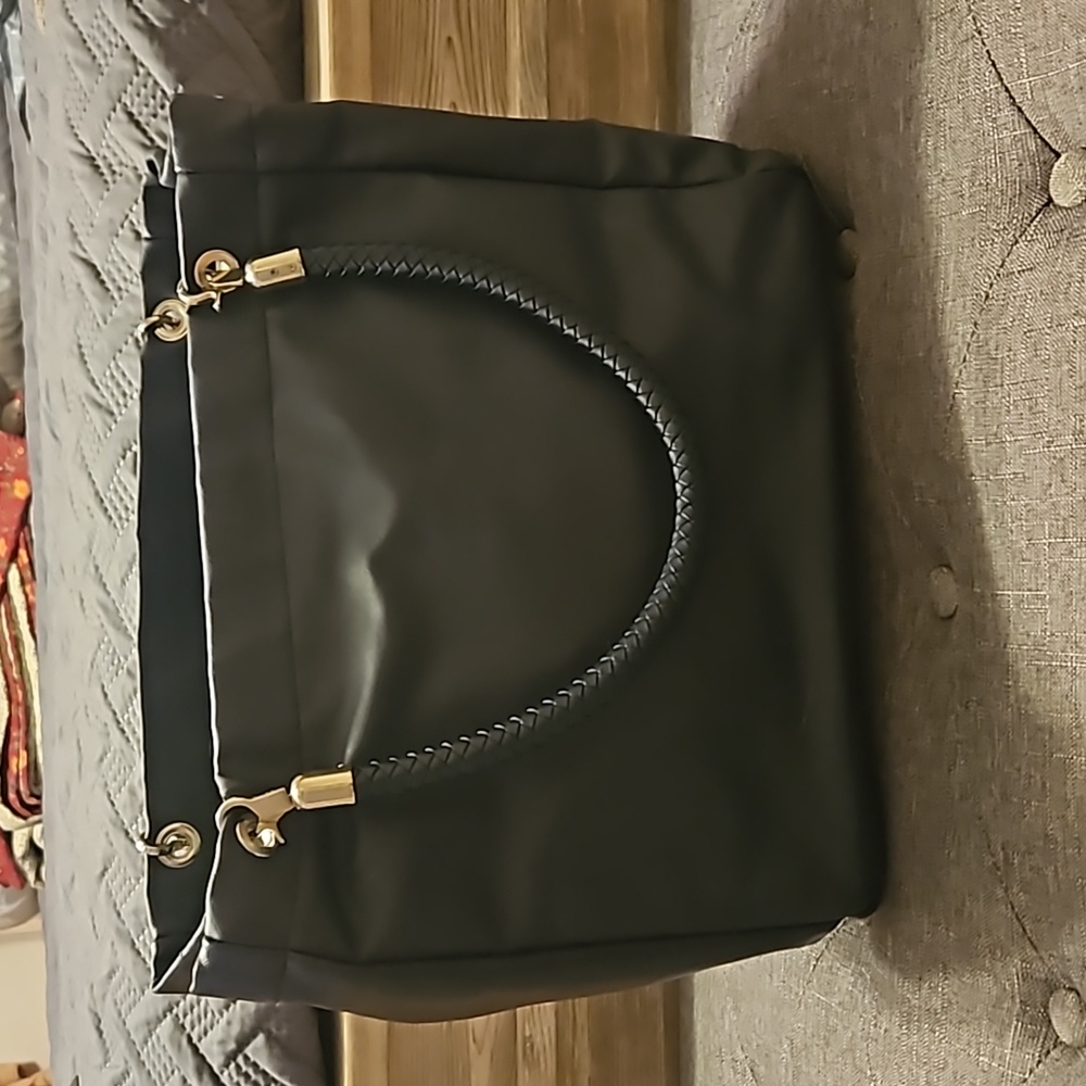 Toss Design Blue Leather Briefcase Tote